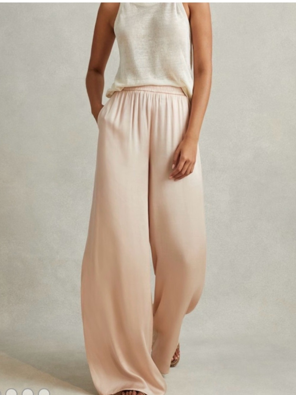 Reiss Wide Leg Pants in Light Beige